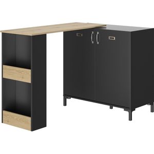 Diagone - multifunctionele keukentafel barhoogte 94cm MANCHESTER zwart