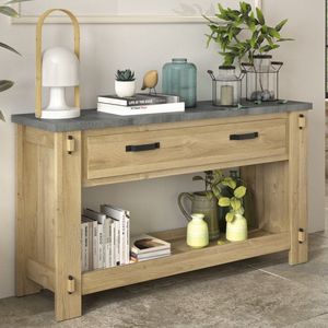 Sidetable Louane - Bruin - Spaanplaat - 1 Lade - Betonlook