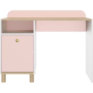 Bureau - Licht Eiken - Wit Frame - 110 cm Breedte - 52 cm Diepte