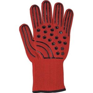 Mastrad F80810 grillhandschoen, bescherming tegen hitte tot 500 °C, perfecte isolatie, antislip, eenheidsmaat, kleur: rood