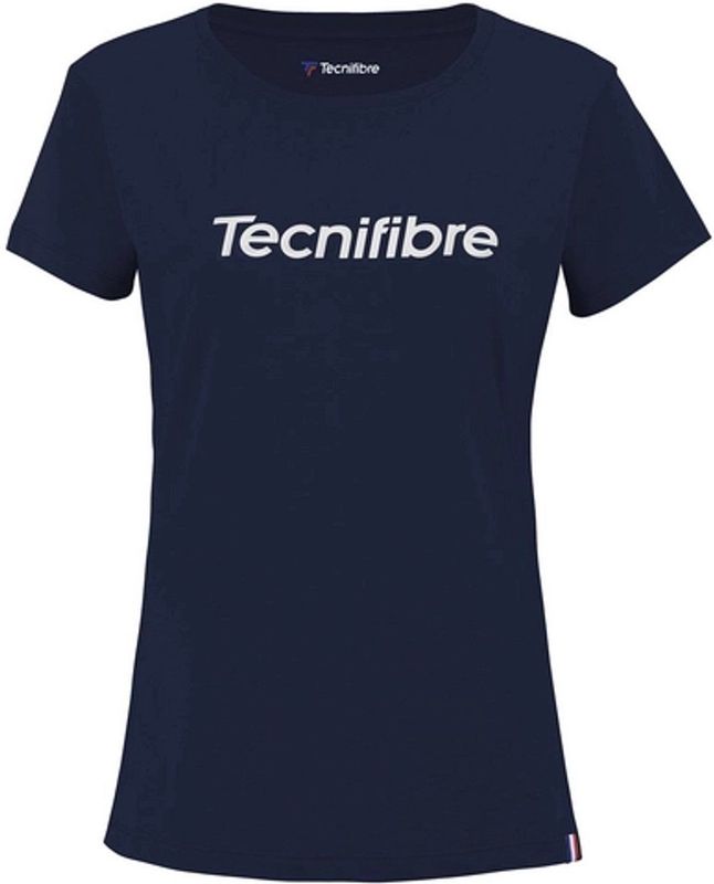 Tennisshirt Tecnifibre Women Team Cotton Marine