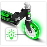 Skids Control Flashing 2-wiel Kinderstep Opvouwbaar Voetrem Groen