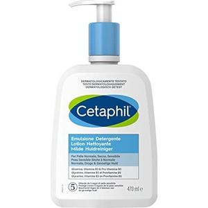 Cetaphil Emulsion Gezichts- en lichaamsreiniger voor normale, gevoelige, droge en intolerante huid, hydrateert tot 4 dagen, zonder parfum, formaat 470 ml