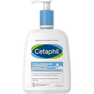 Cetaphil Hydraterende schuimgezichtsreiniger voor normale, droge en gevoelige huid met aloë vera kalmerend effect, geurloos, formaat 473 ml