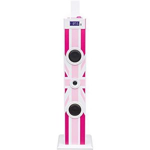 BigBen Sound Tower TW5 Union jack met microfoon, USB, afstandsbediening, roze