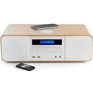 Thomson MIC201IBT HiFi-installatie (CD-speler, radio, MP3, USB), inductielader, houtkleuren en wit