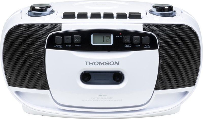 Thomson RK201CD - Draagbare Radio/Cassette/CD Speler - Wit - Stereo - AUX-IN