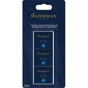 Waterman-inktpatronen | standaard formaat | Serenity Blue (verpakking van 36 stuks)