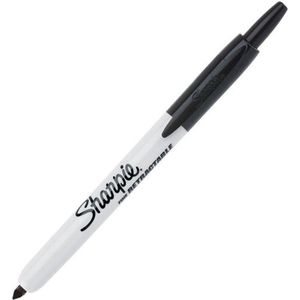 Sharpie Fine Retractable, Schwarz, Feine Spitze, Schwarz, Grau, Fein, 1 mm, Karton, Leder, Metall, Papier, Kunststoff, Stein, Holz