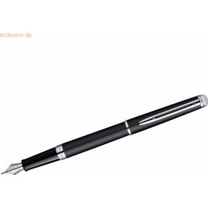 Waterman Hémisphère-vulpen - Matzwart met Chromen Afwerking - Fijne Penpunt - Zwarte Inkt