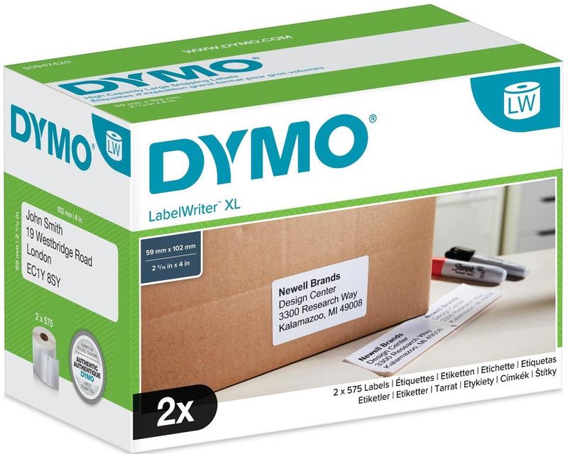Dymo etiketten LabelWriter ft 102 x 59 mm, wit, 1150 etiketten
