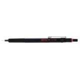 rOtring 500 vulpotlood | 0,7 mm HB-stift | Zwarte zeshoekige kunststof behuizing en antislip getextureerde metalen grip