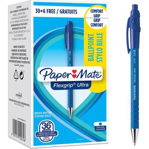 Paper Mate Flexgrip Ultra balpennen | Medium Punt (1,0 mm) | Blauwe inkt | 36 stuks