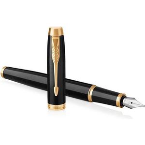 Parker IM Vulpen - Zwarte Lak met Goud Detail - Fijne Penpunt met Blauwe Navulling - Geschenkdoos