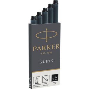 Parker Lange Vulpen Inktpatronen - Zwarte QUINK Inkt - 5 Vulpenpatronen