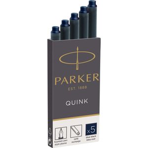 Parker Quink Vulpen Inktpatroon, Uitwasbaar, Blauw, Zwart