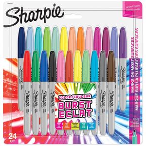 Sharpie Permanentmarkers | Fijne punt | Colour Burst-kleuren en diverse originals | 24 stuks