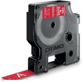 DYMO D1 Duurzame etiketten, 12 mm x 3 m, wit bedrukt op rode achtergrond, originele zelfklevende etiketten voor LabelManager labels