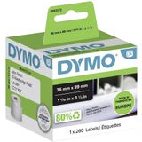 DYMO originele grote LabelWriter adreslabels | 36 mm x 89 mm | Rol van 260 stuks | Zwarte afdruk op wit | voor LabelWriter labelmakers