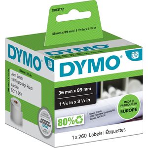 DYMO LabelWriter Adreslabel 36mm x 89mm / Rol van 260 Easy-Peel Labels