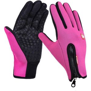 Windstopper handschoenen antislip, winddicht, thermisch warm, touchscreen, ademend, tactico winter heren, dames zwarte rits [roze/m]