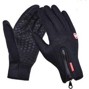 Windstopper handschoenen antislip, winddicht, thermisch warm, touchscreen, ademend, tactico winter heren, dames zwarte rits [zwart/l]