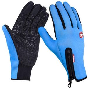 Windstopper handschoenen antislip, winddicht, thermisch warm, touchscreen, ademend, tactico winter heren, dames zwarte rits [blauw/l]