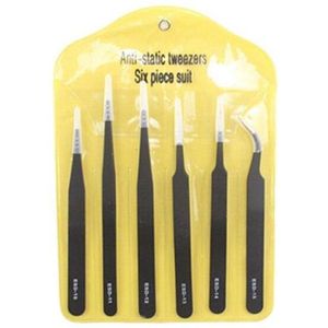 ESD pincet precisie esd antistatische roestvrijstalen pincet kit - compone reparatie tools [b 6 stuks ranom kleur]