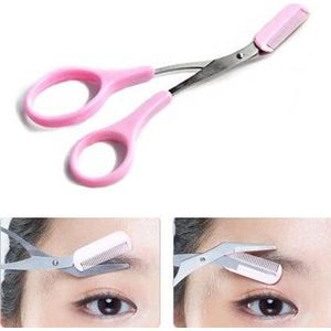 Vrouwen wenkbrauw schaar kam wimper wenkbrauw trimmer cosmetische make-up tool [As Seen on Image]