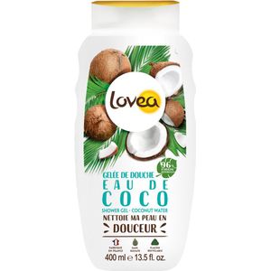 LOVEA - Douchegel – kokoswater – fijn en romig schuim – reinigt zacht – 96% natuurlijke oorsprong – pH-neutraal – sulfaatvrij – gemaakt in Frankrijk – 400 ml