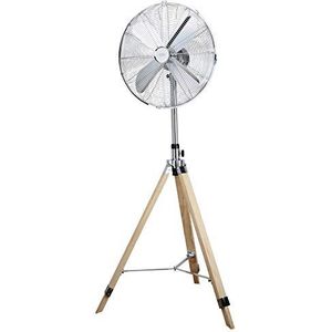 DOMAIR BALI - Statief ventilator – diameter 40 cm – 50 watt – 4 snelheden – luchtstroom 3865,2 m³/h – automatische of vrijlooposcillatie – in hoogte verstelbaar (max. 130 cm) – hout/staal