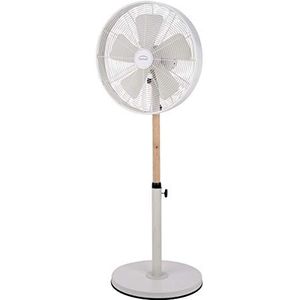DOMAIR JAVA White – staande ventilator – diameter 40 cm – 50 watt – 4 snelheden – luchtstroom in m3/h: 4566 – oscillatie kantelbaar en in hoogte verstelbaar 120 cm – wit