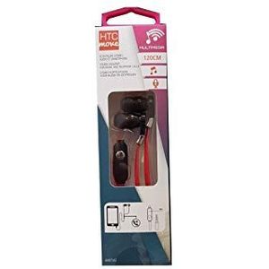 Smartphone-hoofdtelefoon met microfoon, zwart kabel 1,2 m, rood