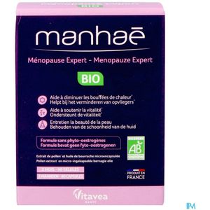 Manhaé - Menopause Expert Bio - Voedingssupplement - Hormoonvrij - Natuurlijke Ingrediënten