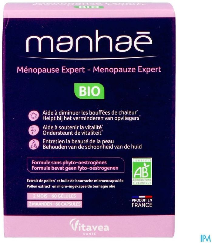 Manhaé - Menopause Expert Bio - Voedingssupplement - Hormoonvrij - Natuurlijke Ingrediënten