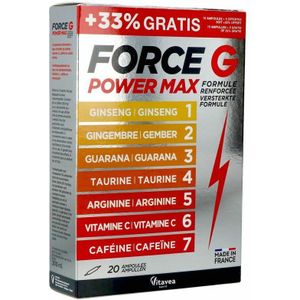 Force G - Power Max - Voedingssupplement - Met Ginseng, Guarana, Taurine