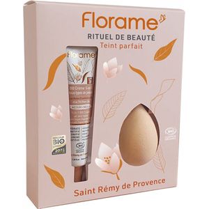 Florame BB Cream Medium Tint 5in1 SPF20 Organic 40 ml + Gratis Foundation Sponsje