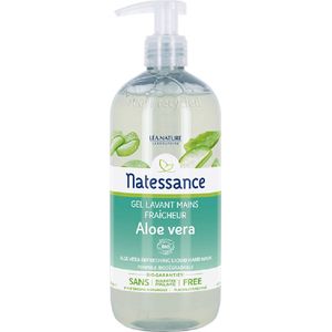 Natessance - Aloë Vera Fresh Handgel - Biologisch Cosmos Organic gecertificeerd - Aloë Vera Bio, Citrusnoten, Fysiologische PH - Pompfles, 500 ml