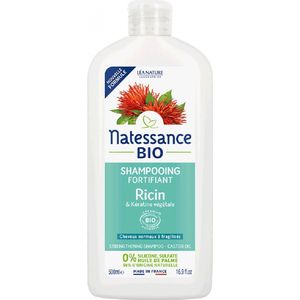 Natessance - Shampooing Fortifiant - Shampoo - 500 ml - Ricin Bio & Kératine Végétale - Certifié Bio Cosmos Organic