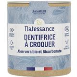 Natessance - Kauwtandpasta - vaste stoffen - biologische aloë vera en bicarbonaat - Biologisch Cosmos Organic gecertificeerd - 100% recyclebare kartonnen pot 80 tabletten