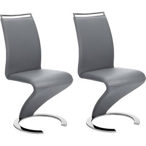 Set van 2 stoelen TWIZY - grijs kunstleer L 61 cm x H 100 cm x D 49 cm