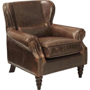 LINEA SOFA Fauteuil 100% leer EDOUARD - Bruin L 80 cm x H 85 cm x D 90 cm