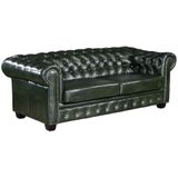 Breng stijl in huis met de Chesterfield BRENTON driezitsbank van 100% buffelleer in empire groen