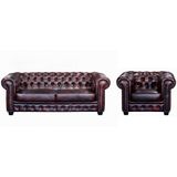 Fauteuil chesterfield BRENTON 100% buffelleer - empire groen