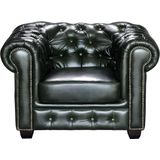 Fauteuil chesterfield BRENTON 100% buffelleer - empire groen