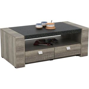 Vente-unique Salontafel METEORITE - 2 laden - MDF blad met granieteffect L 120 cm x H 45 cm x D 60 cm