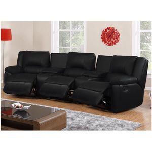 Relaxsofa 3-Sitzer - Leder - Schwarz - aroma
