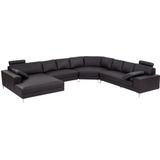 LINEA SOFA XXL zevenzitsbank hoogwaardig leer DONATELLO II - bruin - hoek links L 386 cm x H 89 cm x D 335 cm