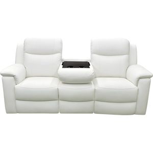 Vente-unique Driezits relaxbank EVASION van leer - ivoorwit L 205 cm x H 100 cm x D 96 cm