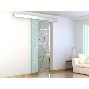 Vente-unique Schuifdeur met opbouwsysteem HEIDI - H205 x L83 cm - Gehard glas